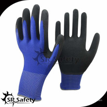 SRSAFETY 13G lã de nylon tricotada luvas industriais látex preto